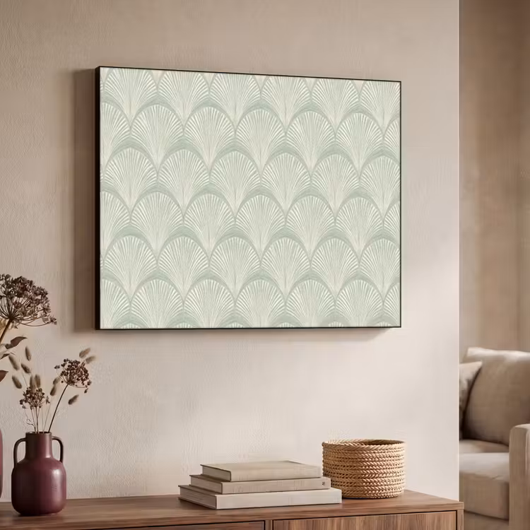 Waaiers - Patroon - Groen Textielframe zwart klein 947 -sfeer3