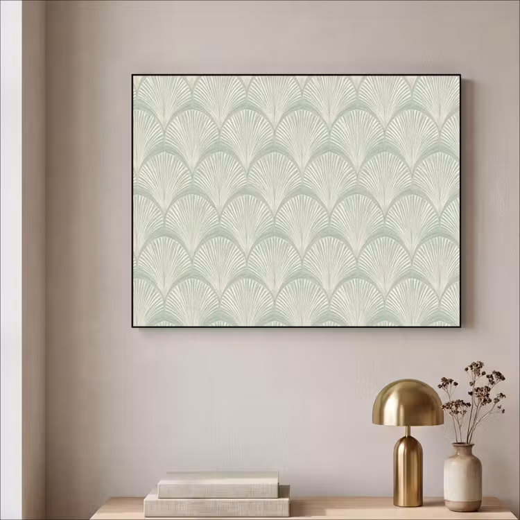 Waaiers - Patroon - Groen Textielframe zwart klein 947 -sfeer2
