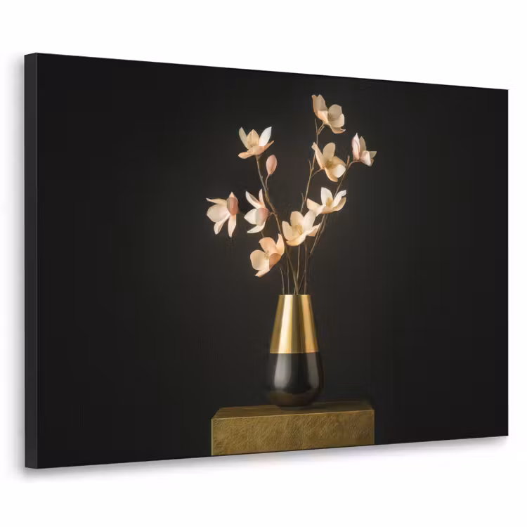 Sierlijk - Boeket - Goud - Vaas Textielframe - compleet frame klein -3d