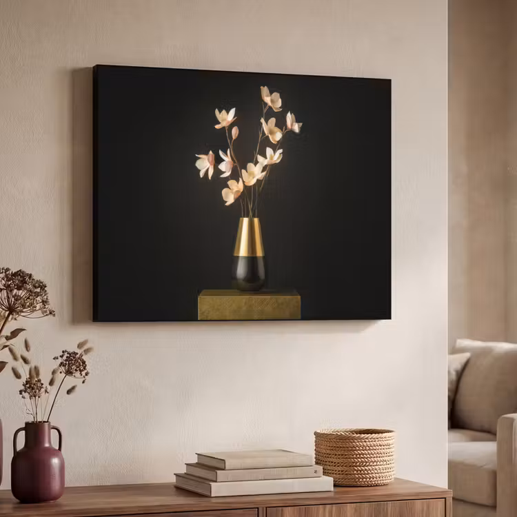 Sierlijk - Boeket - Goud - Vaas Textielframe - compleet frame klein -sfeer3