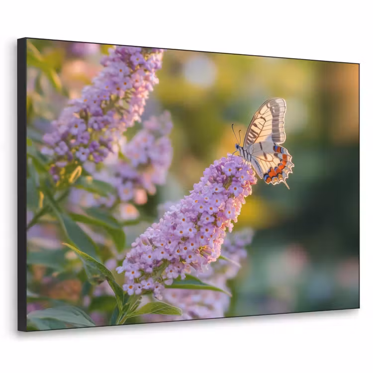 Sierlijke - Vlinder - Paarse - Bloemen Textielframe - compleet frame klein -3d