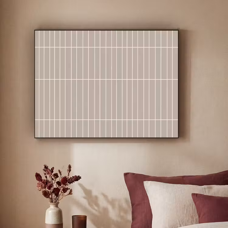 Verticaal - Wandtegel - Licht Beige Textielframe zwart klein 947 -sfeer1