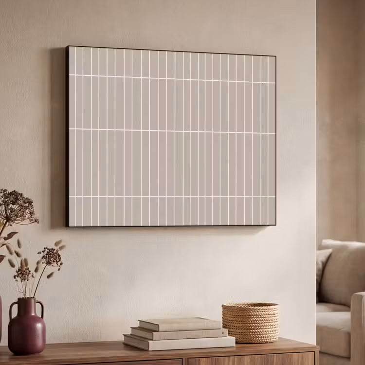 Verticaal - Wandtegel - Licht Beige Textielframe zwart klein 947 -sfeer3