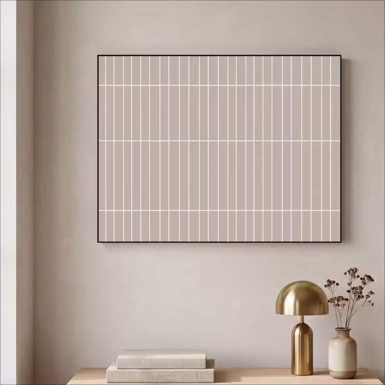 Verticaal - Wandtegel - Licht Beige Textielframe zwart klein 947 -sfeer2