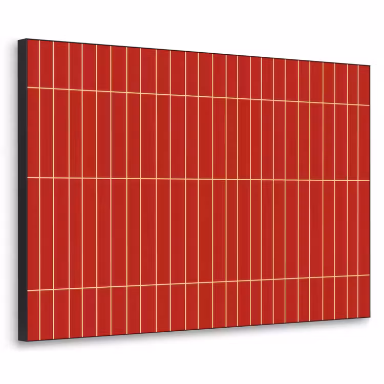 Verticaal - Wandtegel - Helderrood Textielframe zwart klein 947 -3d