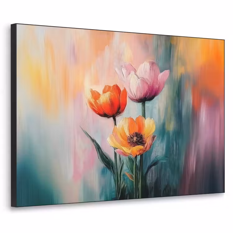 Dromerig - Bloemen - Verfijnde details Textielframe zwart klein -3d