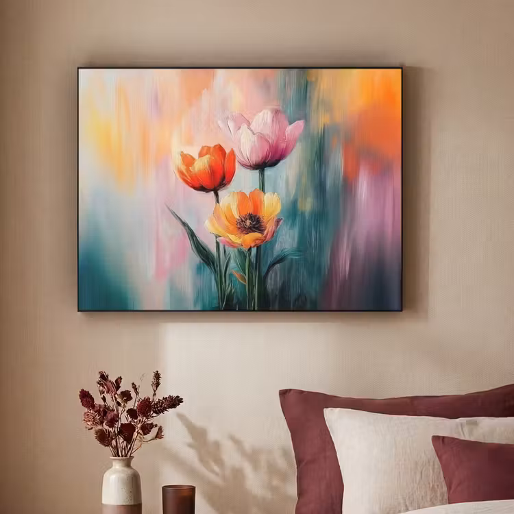 Dromerig - Bloemen - Verfijnde details Textielframe zwart klein -sfeer1