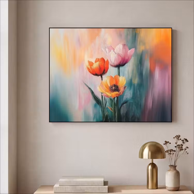 Dromerig - Bloemen - Verfijnde details Textielframe zwart klein -sfeer2