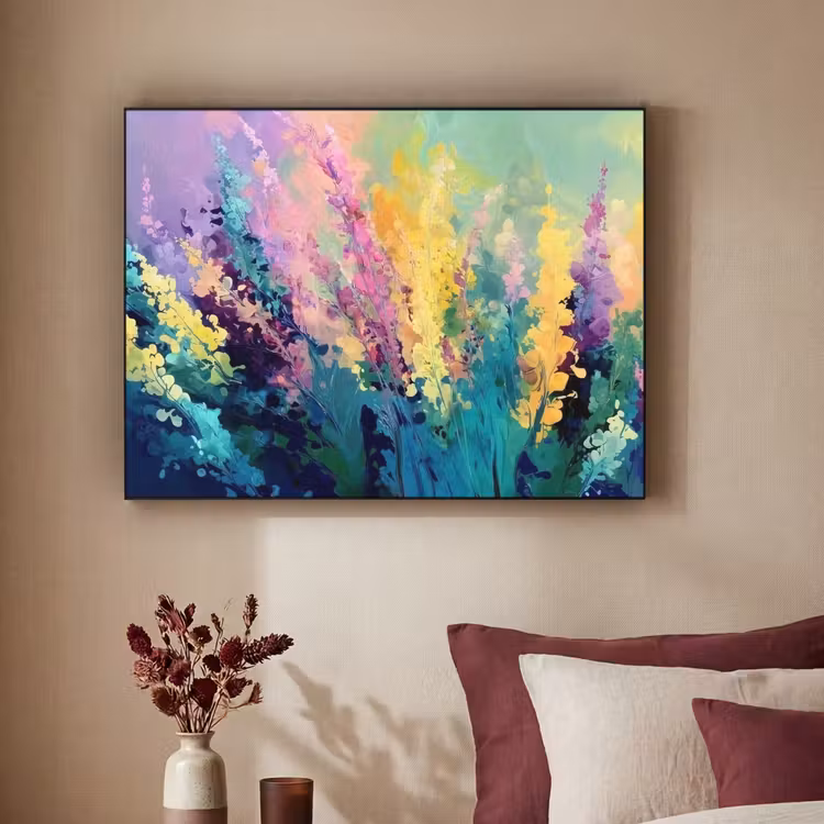 Dromerige - Langgerekte bloemen Textielframe - compleet frame klein -sfeer1