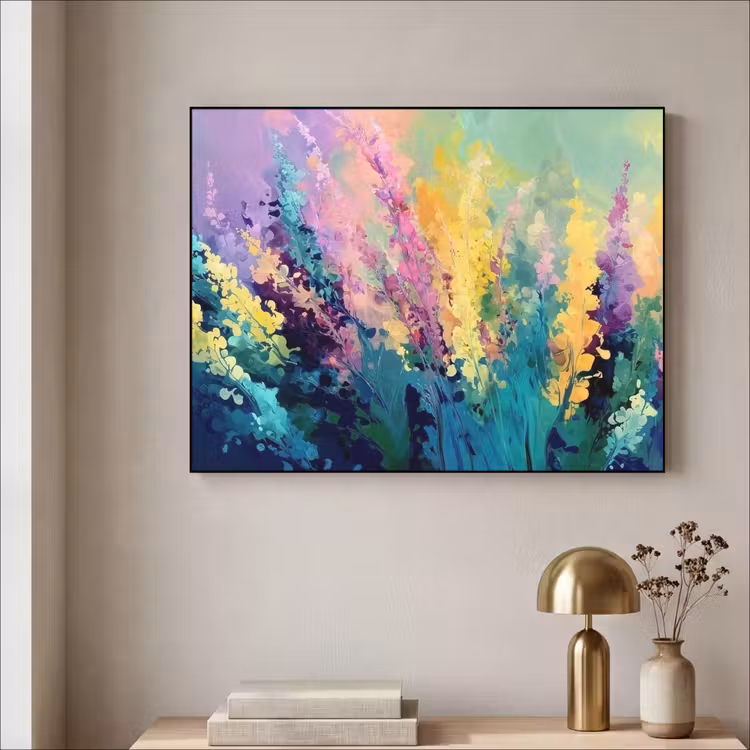 Dromerige - Langgerekte bloemen Textielframe zwart klein -sfeer2