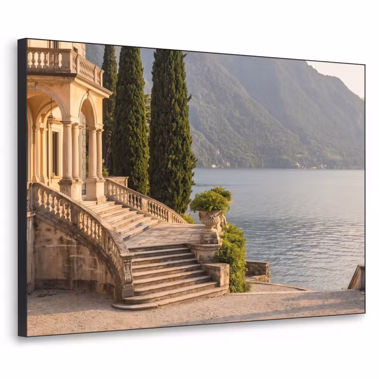 Art Frame - Villa – Wasser – Treppen - Villa - water -trappen Textielframe zwart klein