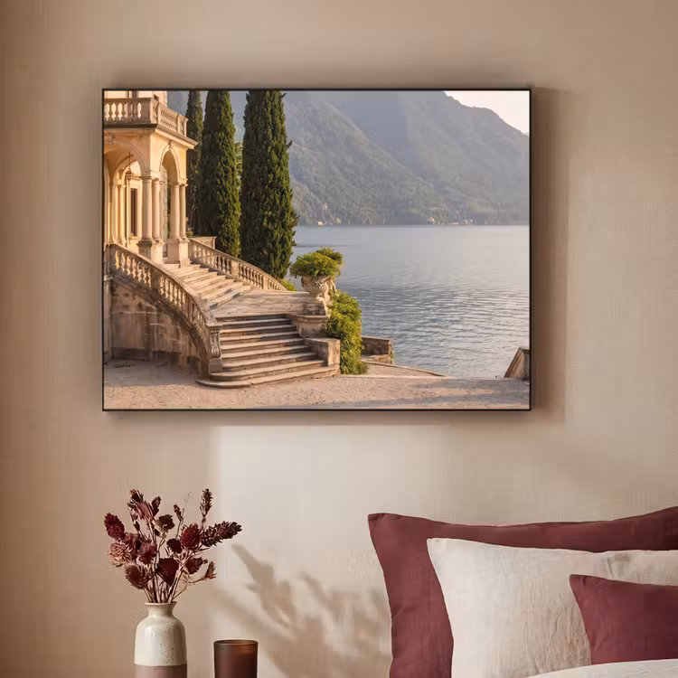 Art Frame - Villa – Wasser – Treppen - Villa - water -trappen Textielframe zwart klein