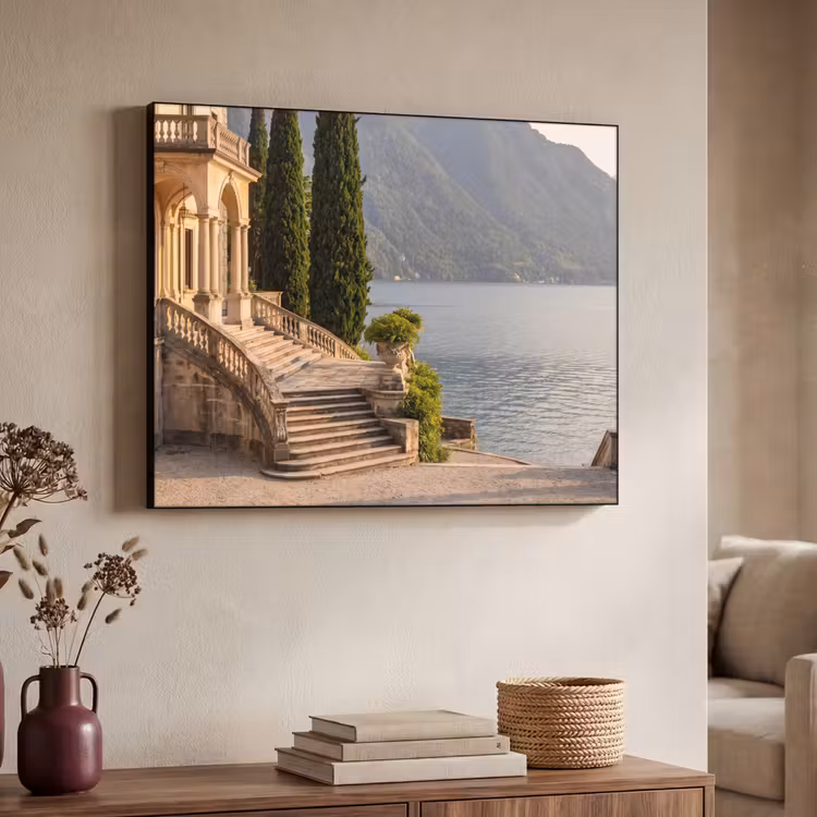 Art Frame - Villa – Wasser – Treppen - Villa - water -trappen Textielframe zwart klein