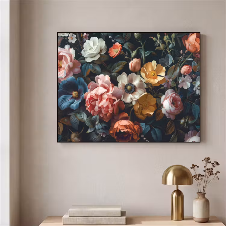 Vintage - Kleurrijk - Bloemen - Modern Textielframe zwart klein -sfeer2