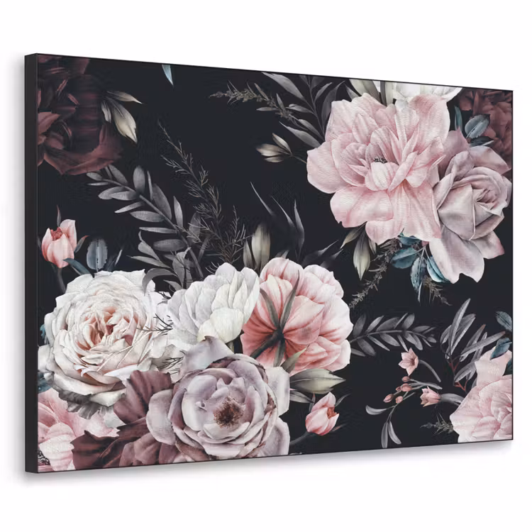 Vintage - Rozen - Romantisch - Bloemen Textielframe zwart klein -3d