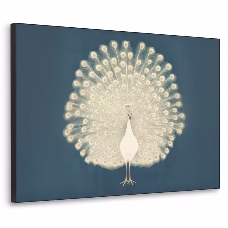 Vogel - Blauw - Vintage Textielframe zwart klein -3d