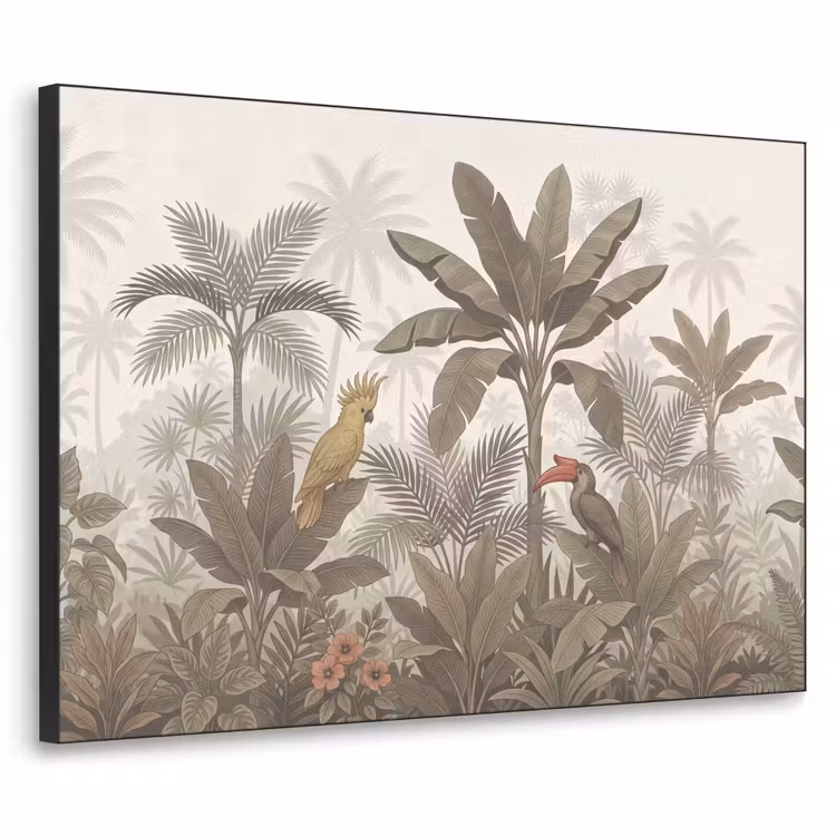Vogel - Jungle - Tropisch - Illustratie - Groen Textielframe zwart klein -3d