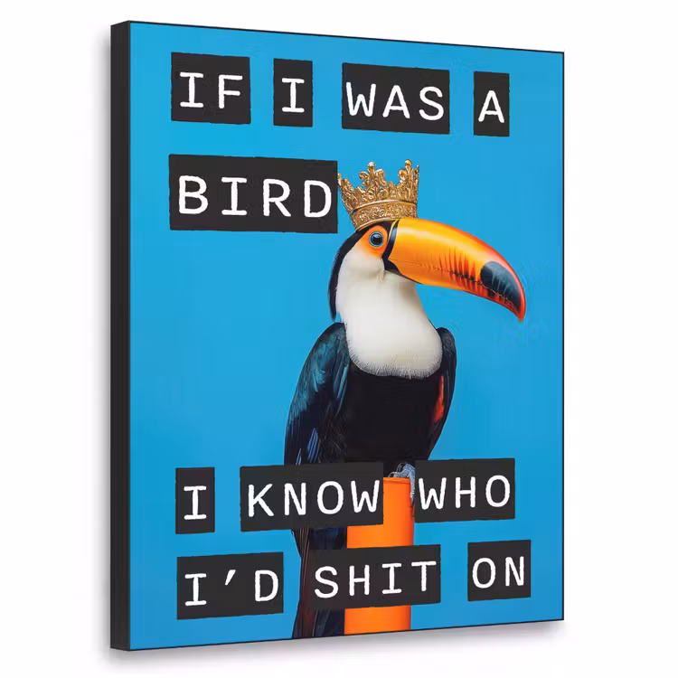 Vogel - Toekan - Blauw - Quotes Textielframe - compleet frame klein -3d