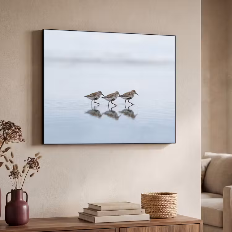 Vogels - Water - Grijs Textielframe zwart klein -sfeer3