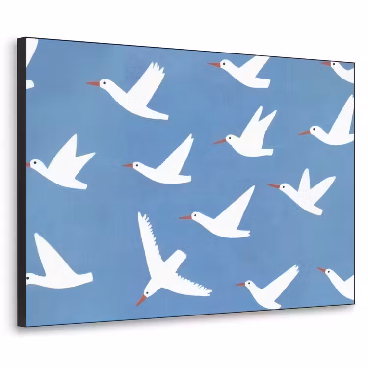 Vogels - Wit - Patroon Textielframe zwart klein -3d