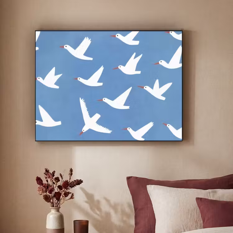 Vogels - Wit - Patroon Textielframe zwart klein -sfeer1