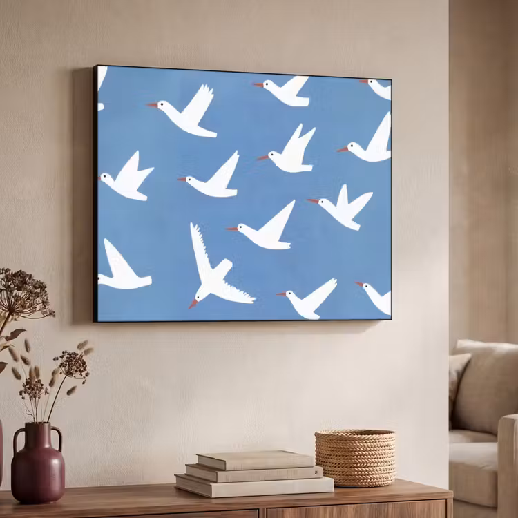 Vogels - Wit - Patroon Textielframe zwart klein -sfeer3