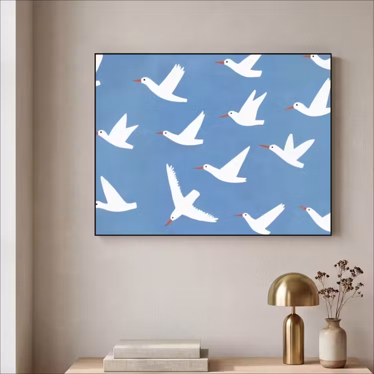 Vogels - Wit - Patroon Textielframe - compleet frame klein -sfeer2