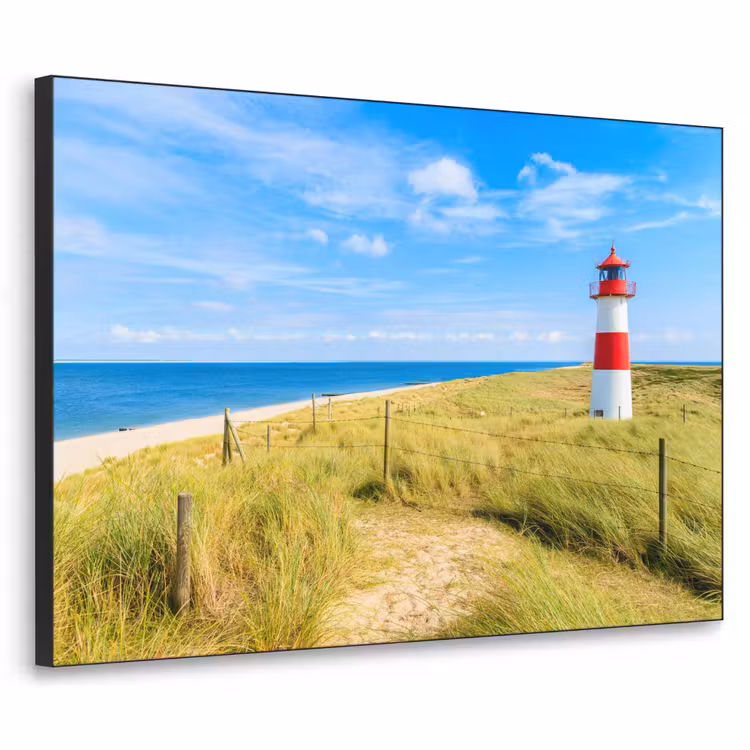 Vuurtoren - Duinen - Strand - Zee - Zomer Textielframe zwart klein -3d