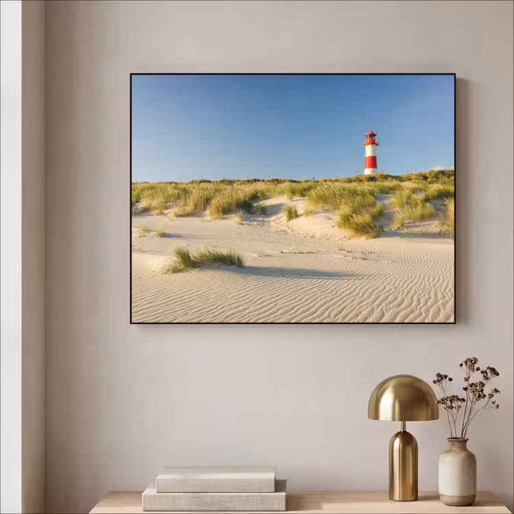 Vuurtoren - Strand - Landschap - Duinen Textielframe zwart klein -sfeer2