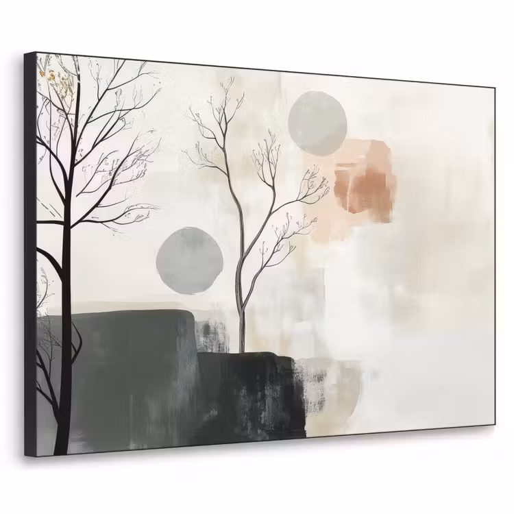 Wabi sabi - Beige - Plant Textielframe zwart klein -3d