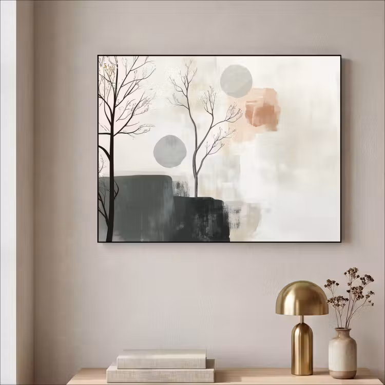 Wabi sabi - Beige - Plant Textielframe zwart klein -sfeer2