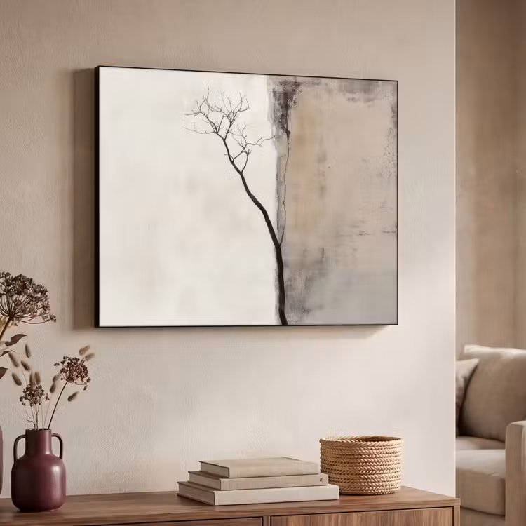 Wabi sabi - Plant - Beige Textielframe zwart klein -sfeer3