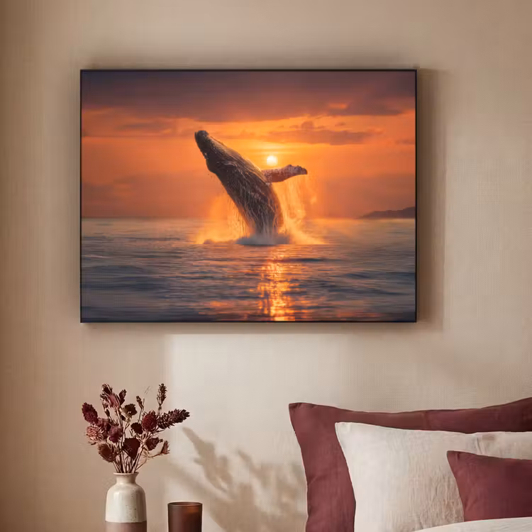 Walvis - Zon - Zee Textielframe - compleet frame klein -sfeer1