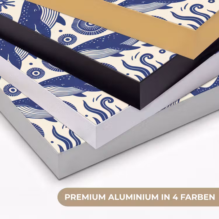 Walvis - Onderwater - Dieren - Abstract - Blauw Textielframe zwart klein -USP_kleurenDE