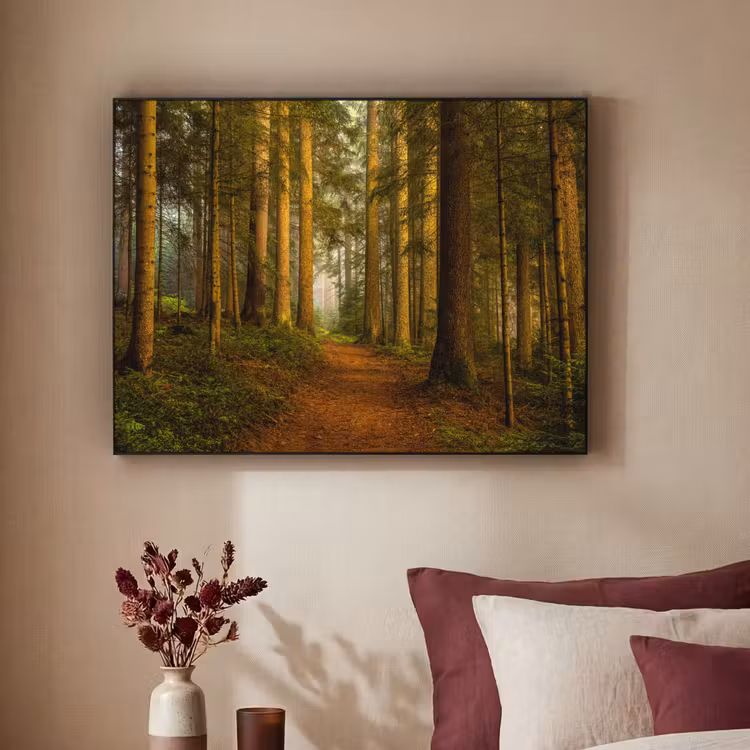 Bos - Natuur - Bomen - Landschap - Bladeren Textielframe zwart klein -sfeer1