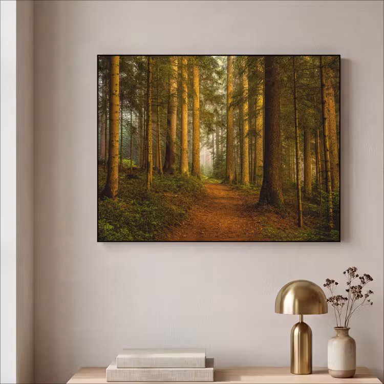 Bos - Natuur - Bomen - Landschap - Bladeren Textielframe zwart klein -sfeer2