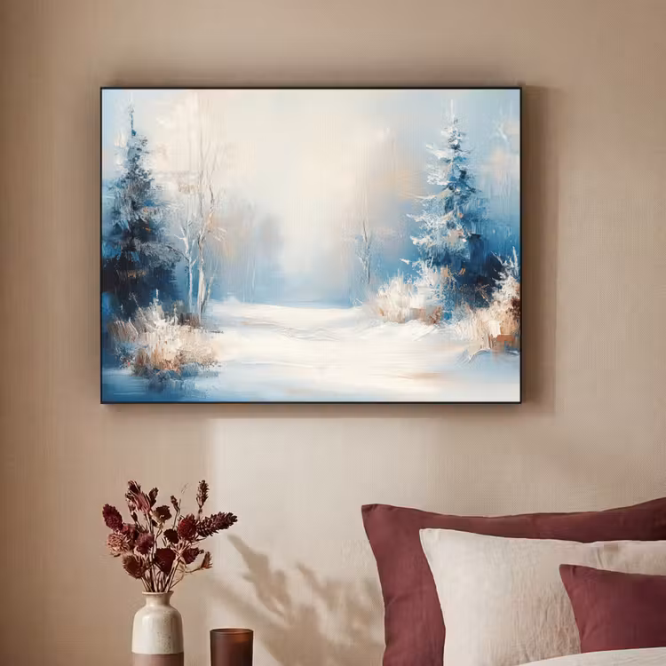 Bos - Winter - Natuur - Abstract - Sneeuw Textielframe - compleet frame klein -sfeer1