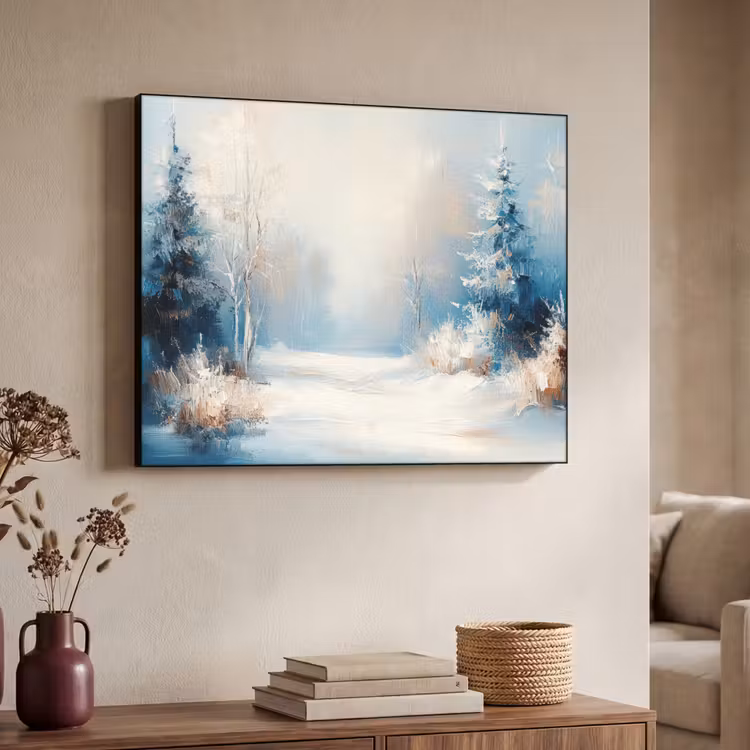 Bos - Winter - Natuur - Abstract - Sneeuw Textielframe - compleet frame klein -sfeer3
