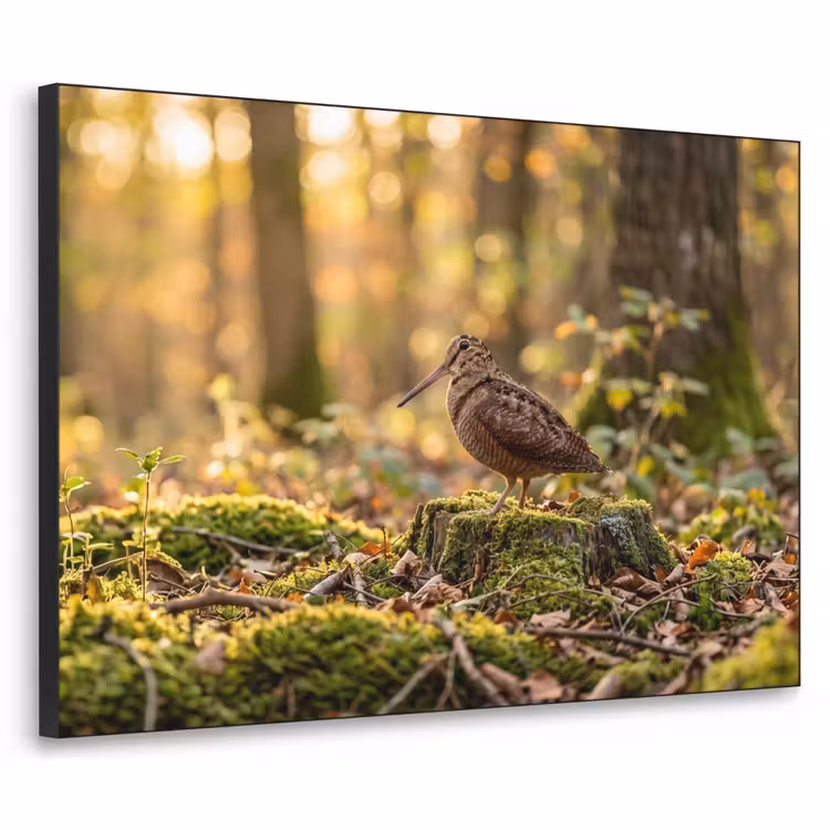 Houtsnip - Bos - Bladeren - Herfst - Gecamoufleerd Textielframe zwart klein -3d