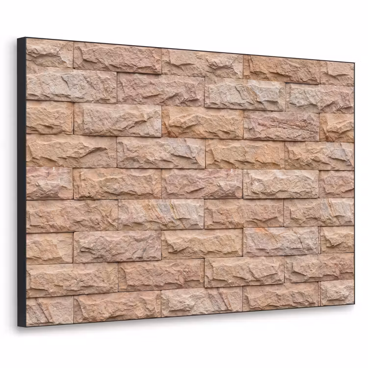 Muur - Steen - Ruw - Textuur - Beige Textielframe zwart klein -3d
