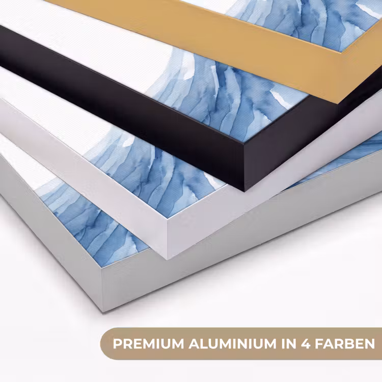 Water - Beweging - Natuur - Modern - Blauw Textielframe zwart klein -USP_kleurenDE