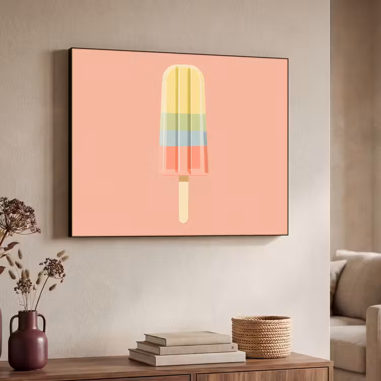 Waterijsje - Pasteltinten - Minimalistisch Textielframe zwart klein -sfeer3