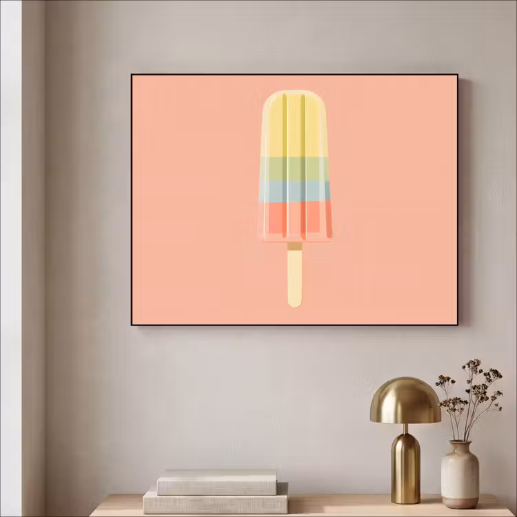 Waterijsje - Pasteltinten - Minimalistisch Textielframe zwart klein -sfeer2