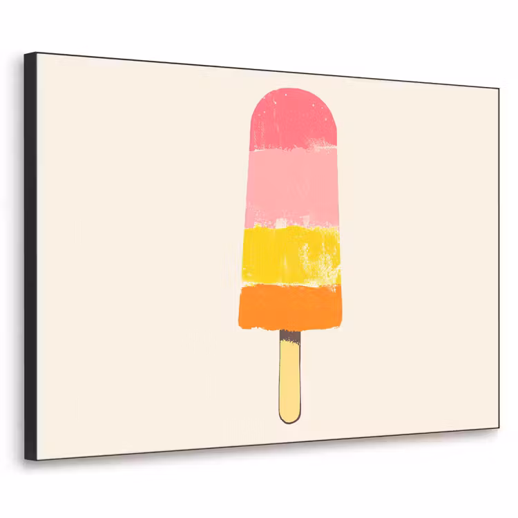 Waterijsje - Retro - Stokje - Roze Textielframe zwart klein -3d
