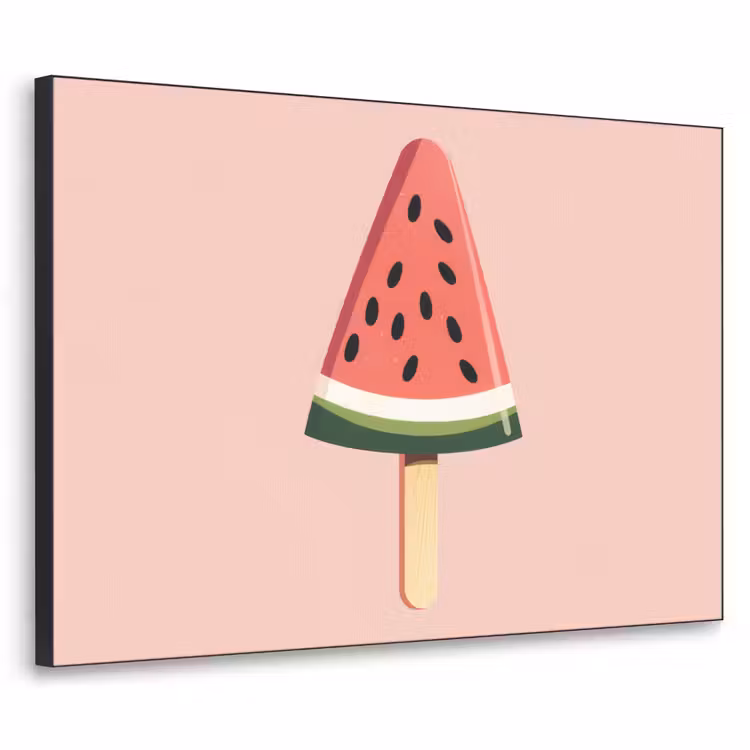 Watermeloen - Ijsje - Pitjes - Rood Textielframe zwart klein -3d