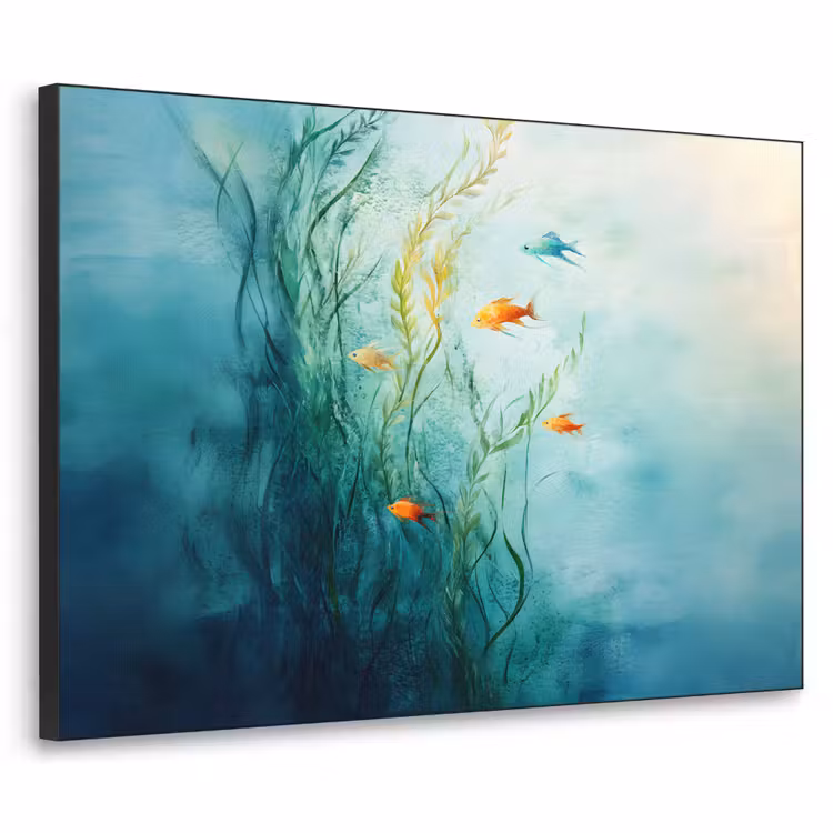 Waterplanten - Vissen - Kleurrijk - Water Textielframe zwart klein -3d