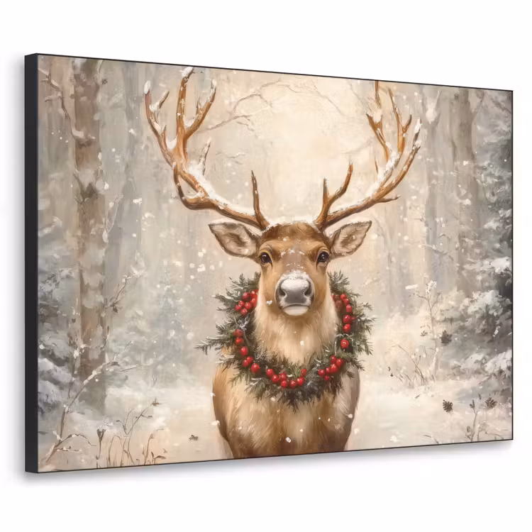 Kerst - Rendier - Winter - Krans Textielframe - compleet frame klein -3d