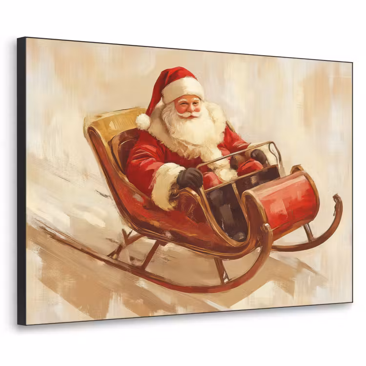 Kerst - Slee - Kerstman Textielframe - compleet frame klein -3d