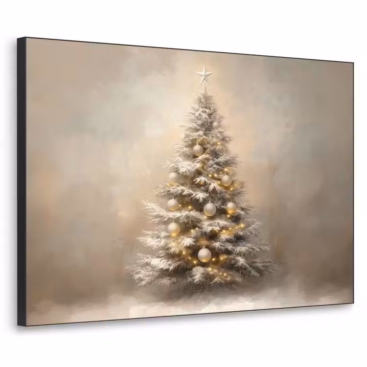Kerst - kerstboom - Sneeuw - Art Textielframe - compleet frame klein -3d
