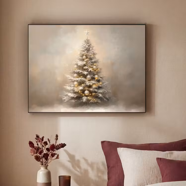 Kerst - kerstboom - Sneeuw - Art Textielframe - compleet frame klein -sfeer1